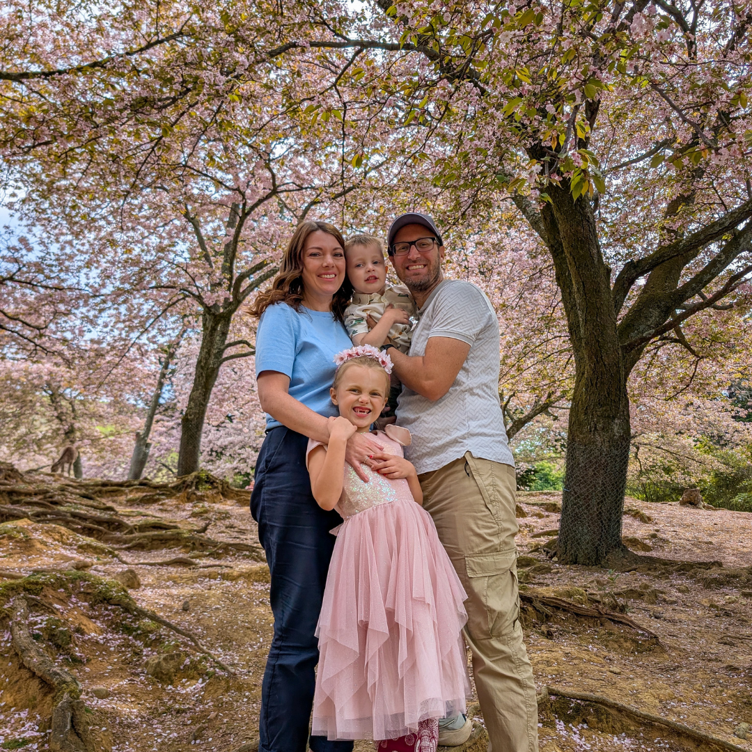 Marlor family in Japan during cherry blossom season